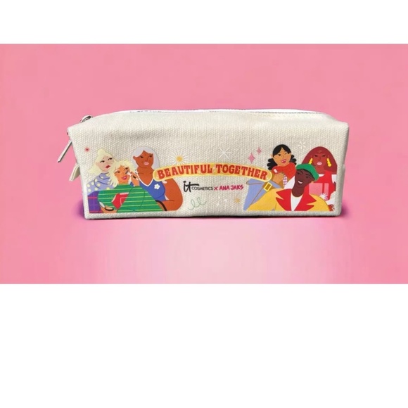 IT Cosmetics x Ana Jaks Makeup Bag Beautiful Together Small Canvas Zip Pouch - Picture 1 of 8